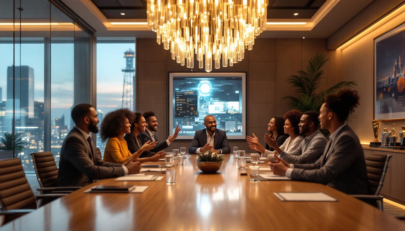 Executive team collaborating in an office